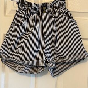 Princess Polly High Waist Black and White Striped Shorts